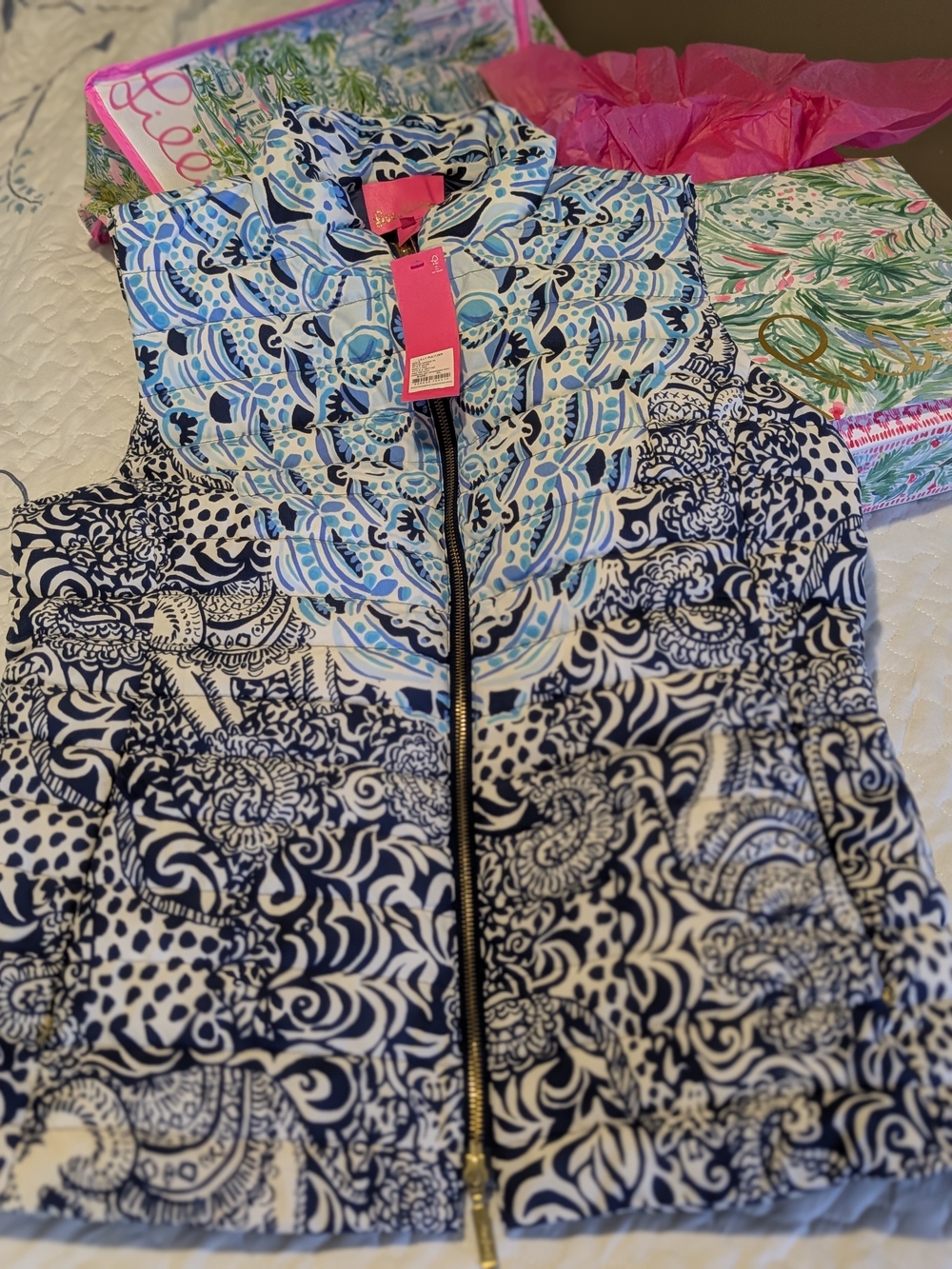 NWT Lilly Pulitzer Noella Vest XL Low Tide Navy Ombré IN BOX & BAG